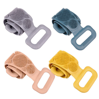 Silicone Bath Towel with Long Strap for Full Body Cleaning Grey 1PC