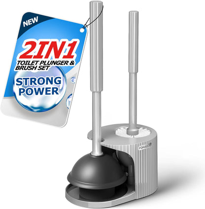 2 in 1 Toilet Plunger and Brush Set，Extended Handle Plunger，Toilet Bowl Brush Plunger Set,Bathroom Cleaning Tools ，Toilet Brush Plunger Combo，Cleaning Brush，Bathroom Cleaning Supplies