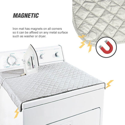 Magnetic Ironing Mat Blanket,Iron Board Alternative Cover/Quilted Washer Dryer Heat Resistant Pad/Portable Cover/Mat Grey 33"X 18"