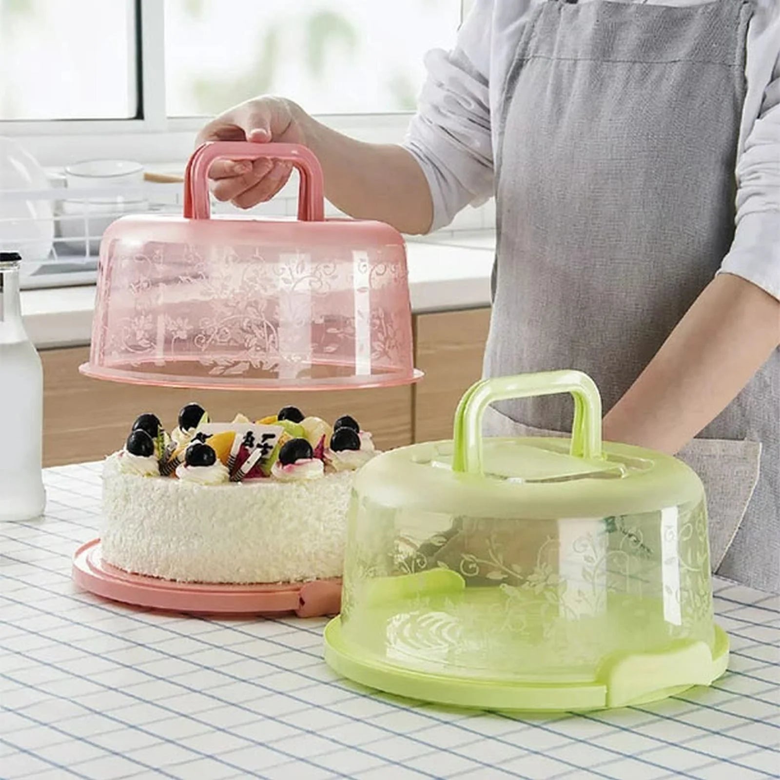 Bakeware Sets, round Cake Storage Box with Handle and Inner Tray, 1*Cake Box Clearance!