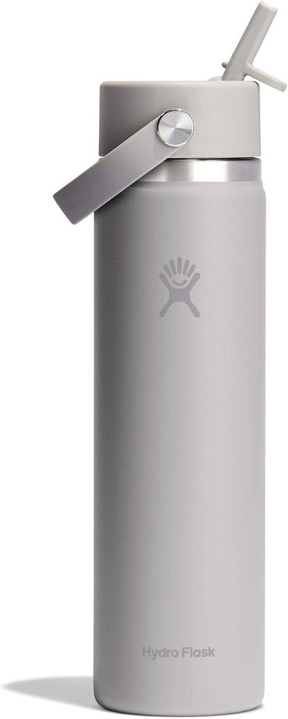 24 Oz Wide Flex Straw Cap Bottle - Insulated Stainless Steel - Wide Straw Lid, Non Spill, Leakproof in Tonal Birch