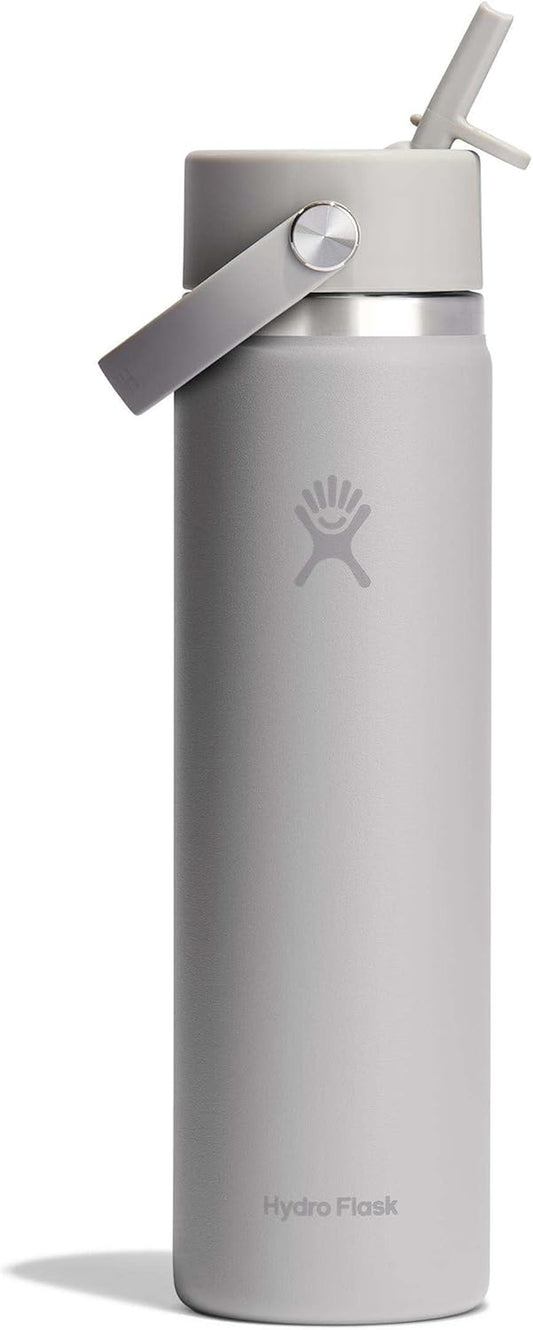 24 Oz Wide Flex Straw Cap Bottle - Insulated Stainless Steel - Wide Straw Lid, Non Spill, Leakproof in Tonal Birch