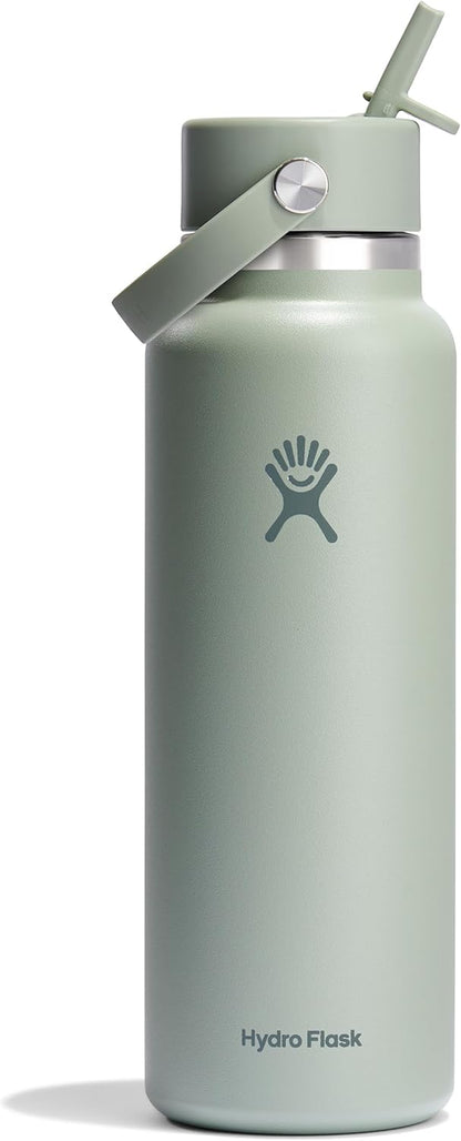 24 Oz Wide Flex Straw Cap Bottle - Insulated Stainless Steel - Wide Straw Lid, Non Spill, Leakproof in Tonal Birch