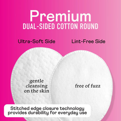 Premium Cotton Ovals, 100% Chlorine Free Cotton, Dermatologist Tested, Soft, Strong, Sensitive Skin Safe, Absorbent, Hypoallergenic, Cruelty-Free, Vegan, Paraben Free, 50 Pads