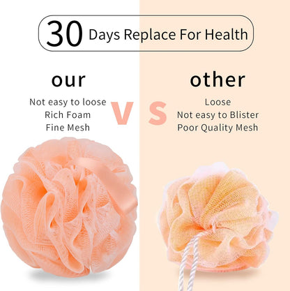 Bath Loofah Shower Sponge – Soft Mesh Body Wash Pouf, Gentle Exfoliating Shower Accessory