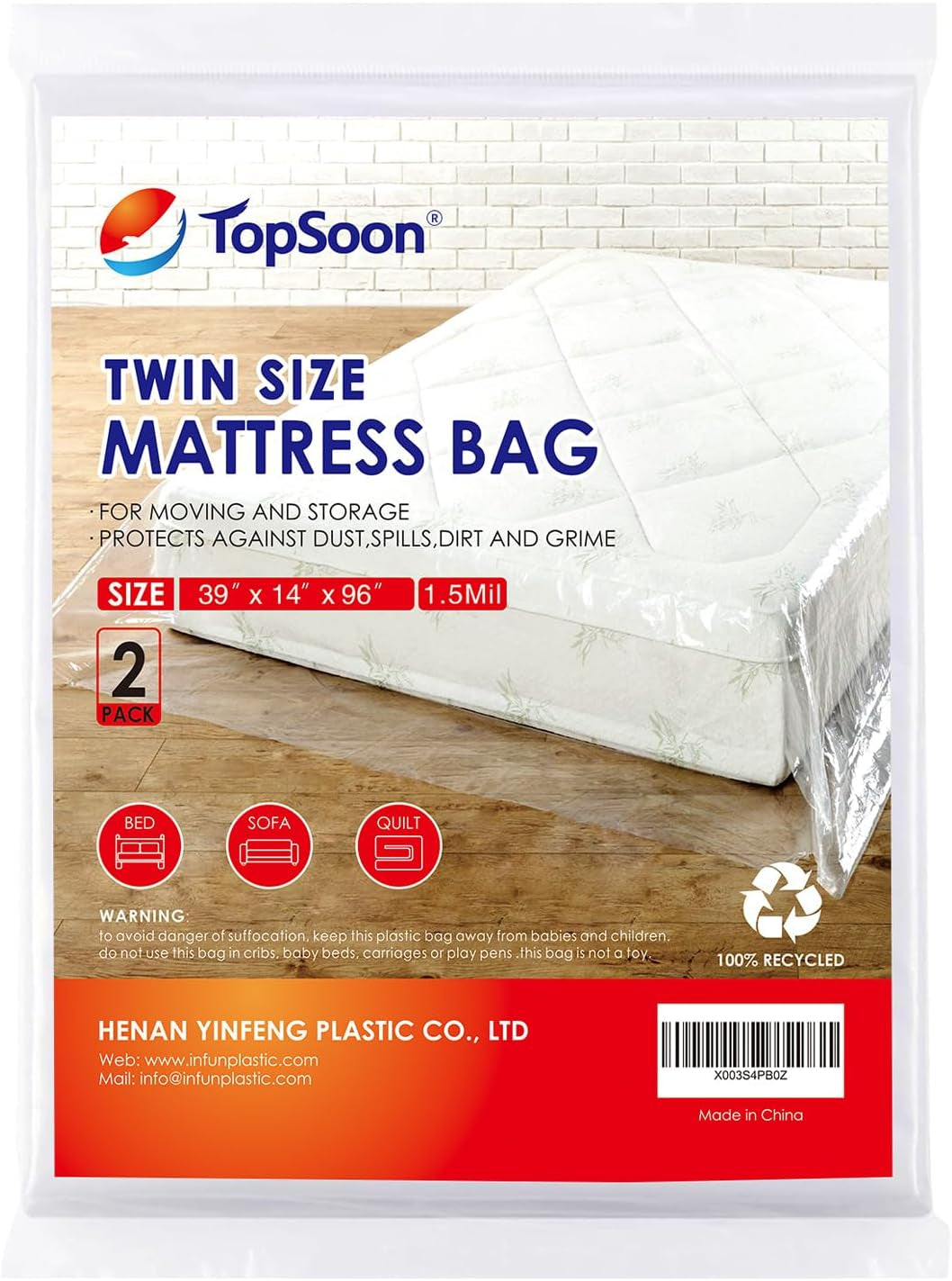 Mattress Bag for Storage Mattress Disposal Bag King/Queen Size Clear