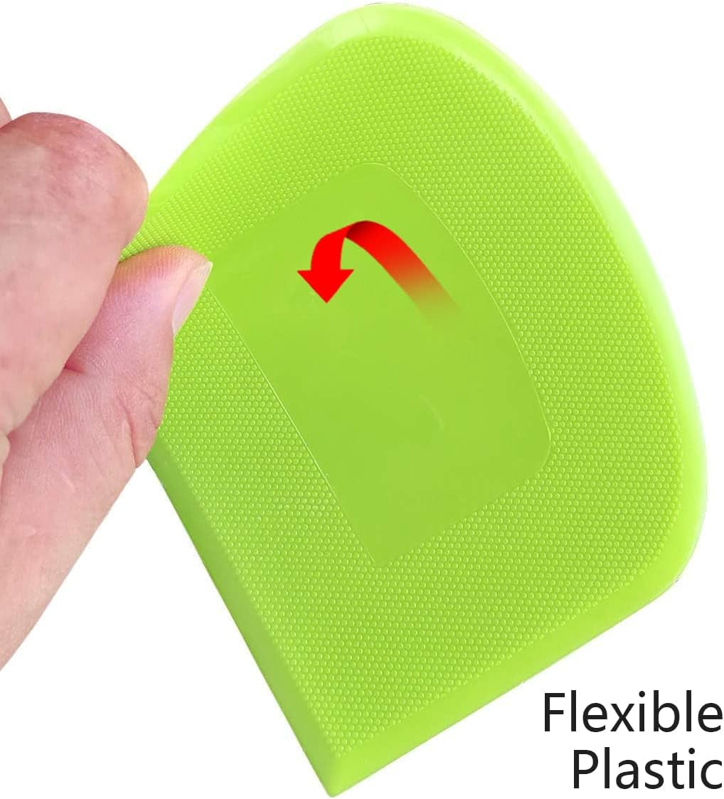 Bowl Spatula & Bench Scraper,Flexible Plastic Multipurpose Kitchen Pastry Cutter Tool,Food Scrappers for Bread Dough Baking Cake Fondant Icing,Set of 2 Pieces - White,Green