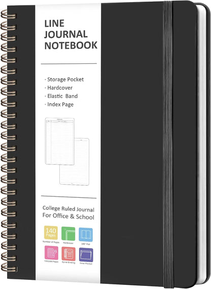 Journaling Notebooks, Lined Spiral Journal Notebook for Women & Men, 146 Pages College Ruled Hardcover Note Book for Work, Note Taking, Journaling, School, Writing, A5(5.5''X8'')