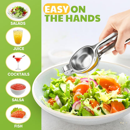 Lemon Squeezer Extra Large, Lemon Squeezer Juicer Stainless Steel, Heavy Duty Manual Citrus Juicer Hand Press, Kitchen Tools Lime Squeezer Bar Tool, Easy to Clean Metal Lemon Hand Press