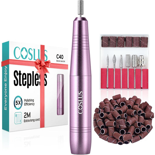 Electric Nail Drill File Professional: for Acrylic Gel Dip Powder Nails Portable Nail Machine Kit Manicure Pedicure Tools Polishing Set with Nail Drill Bits Sanding Bands