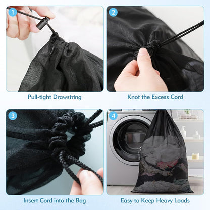 2 Pcs Mesh Laundry Bags, 24X35 Inches Large Mesh Laundry Bag with Drawstring, Large Laundry Drawstring Bag for Travel, Home, College and Apartment