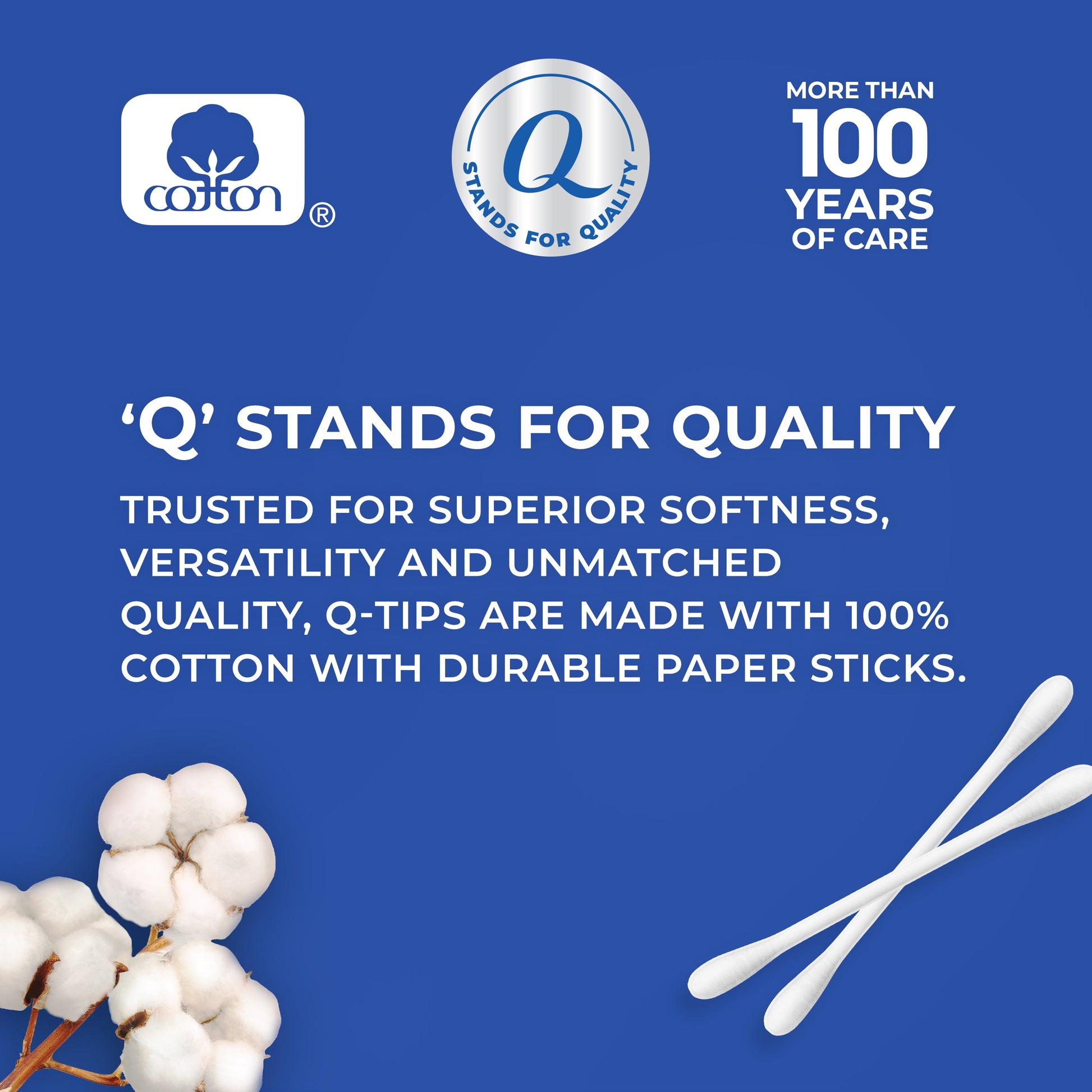 Cotton Swabs, Original, for Home, First Aid and Beauty, 100% Cotton, 500 Count