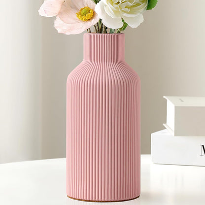 Modern Ceramic Flower Vase – Minimalist Decorative Vase with Cork Base for Home Decor