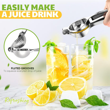 Lemon Squeezer Extra Large, Lemon Squeezer Juicer Stainless Steel, Heavy Duty Manual Citrus Juicer Hand Press, Kitchen Tools Lime Squeezer Bar Tool, Easy to Clean Metal Lemon Hand Press
