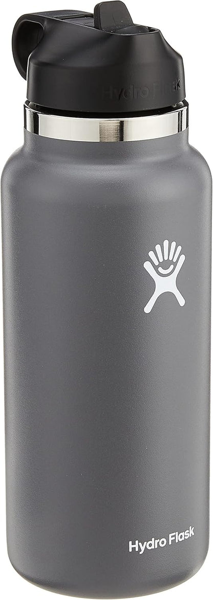 24 Oz Wide Flex Straw Cap Bottle - Insulated Stainless Steel - Wide Straw Lid, Non Spill, Leakproof in Tonal Birch