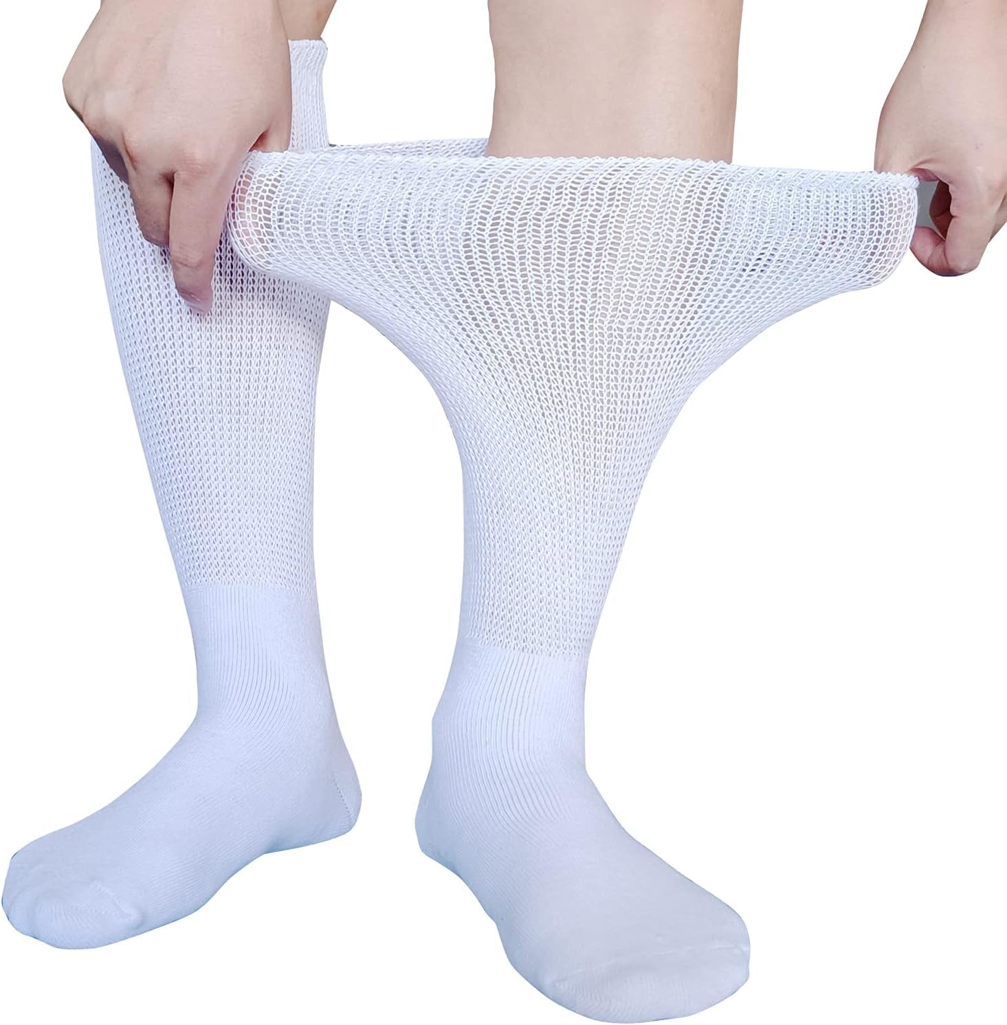 Extra Wide Socks for Lymphedema Swollen Feet Leg, Bariatric Socks, Cast Boot Sock, Diabetic Non Binding Neuropathy Swelling Women Men 2 Pairs