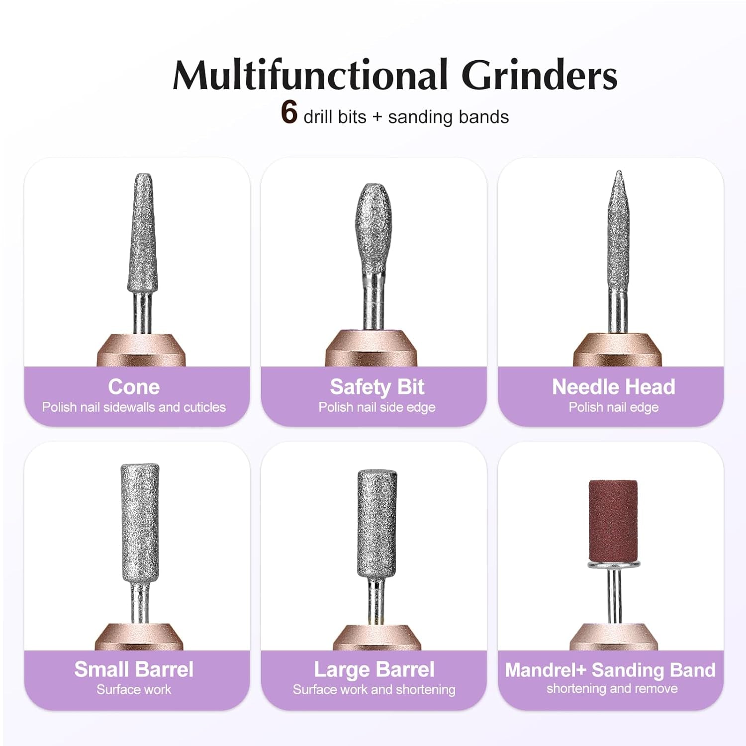 Electric Nail Drill File Professional: for Acrylic Gel Dip Powder Nails Portable Nail Machine Kit Manicure Pedicure Tools Polishing Set with Nail Drill Bits Sanding Bands