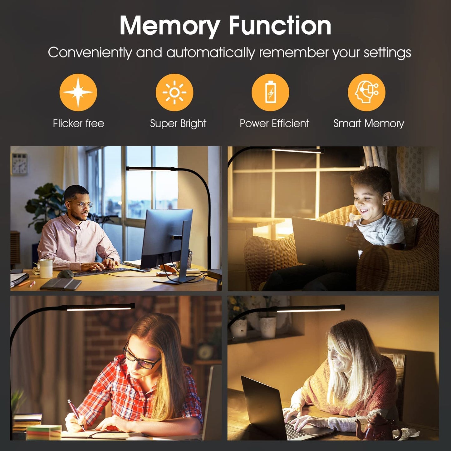 LED Desk Lamp with Clamp – Flexible Gooseneck, 3 Color Modes, 10 Brightness Levels