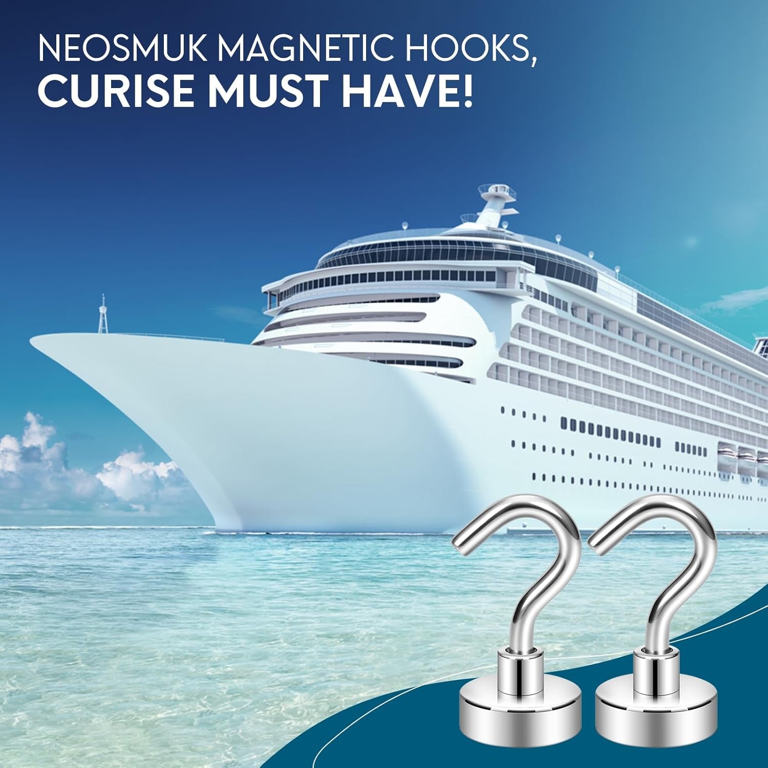 Magnetic Hooks, Cruise Ship Essentials, 30Lb+ Heavy Duty Magnetic Hooks for Cruise Cabins, Refrigerator, Grill, Hanging, and Travel | Extra Strong Must-Haves Magnet Hook