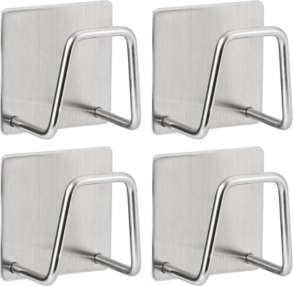 2-Pack Stainless Steel Sponge Holder for Kitchen Sink - Rustproof Brushed SUS304 Sponge Caddy Organizer, Wall/Surface Mount, Drainage Design, Clutter-Free Storage
