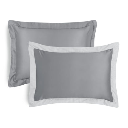 3-Piece Grey/Silver Egyptian Cotton-Rich Blend Luxury Comforter Set, Full/Queen